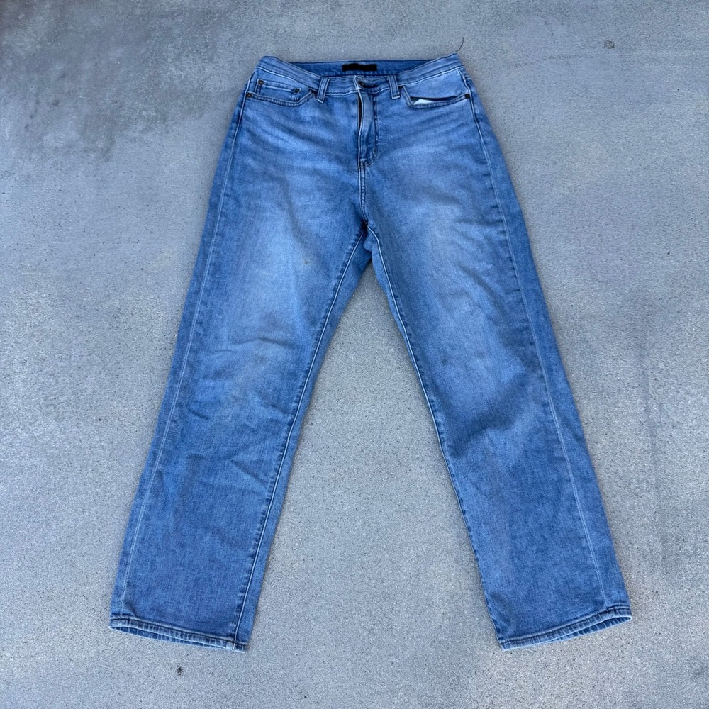 Uniqlo Jeans Women 28 Blue Medium Wash Straight Leg High Rise Denim Pants
